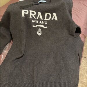 Prada Men's Charcoal Crewneck Sweater